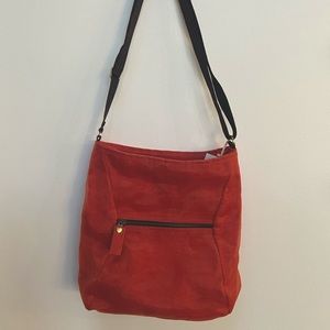 Upcycled crossbody tote, Red Smarteria AWAY bag